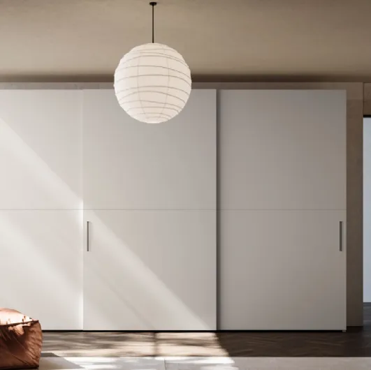 Night 36 sliding door wardrobe in matte lacquered Pearl by Orme.