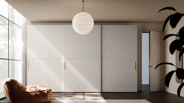 Night 36 sliding door wardrobe in matte lacquered Pearl by Orme.