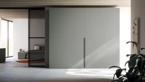 Night 37 sliding door wardrobe in matte lead lacquered finish by Orme
