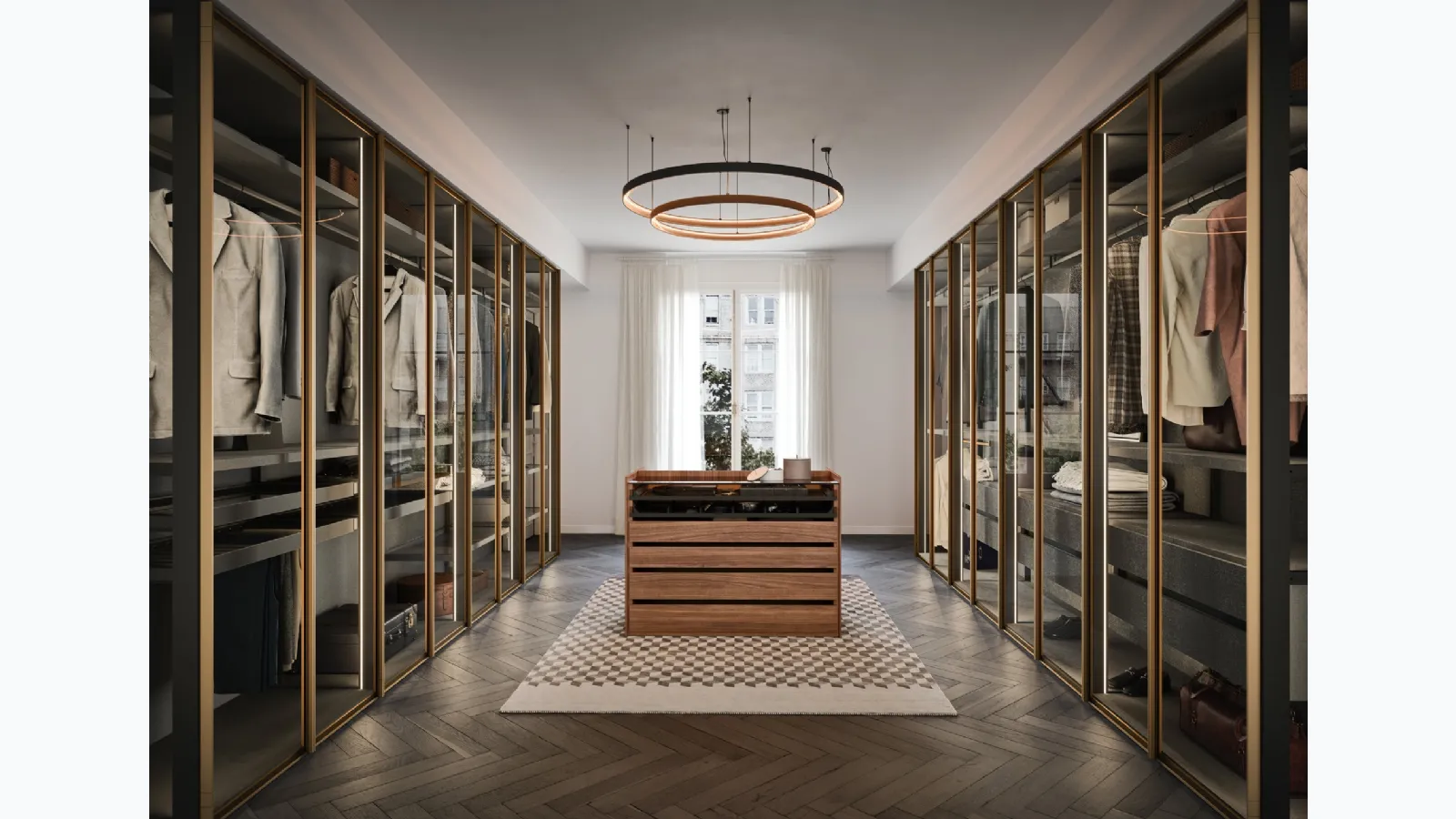 Perry wardrobe with Novamobili glass door.