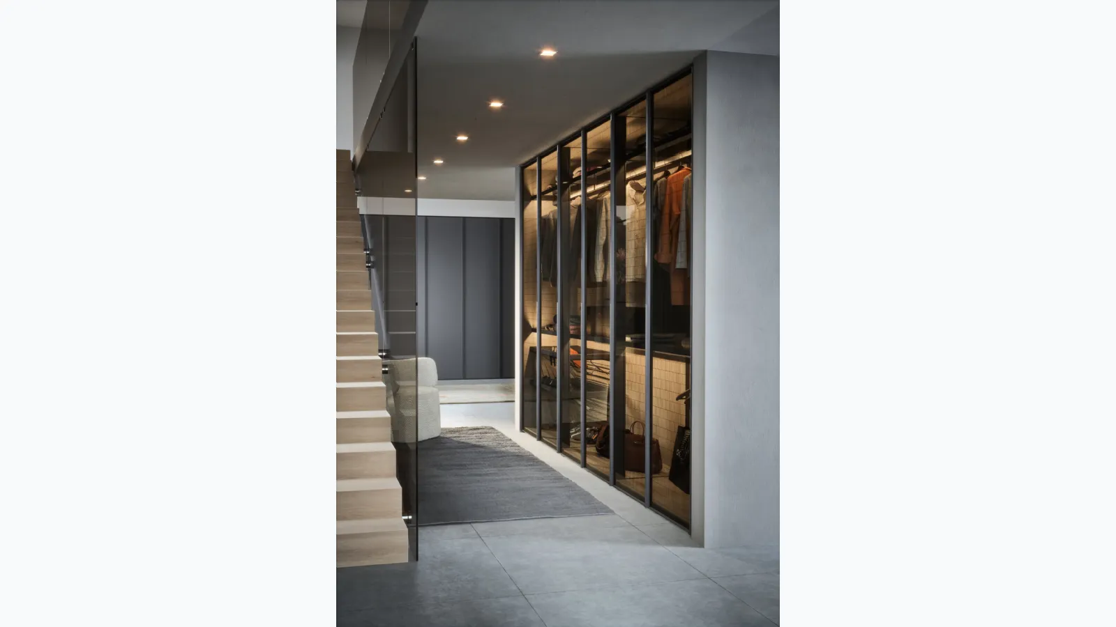 Perry wardrobe with glass door by Novamobili