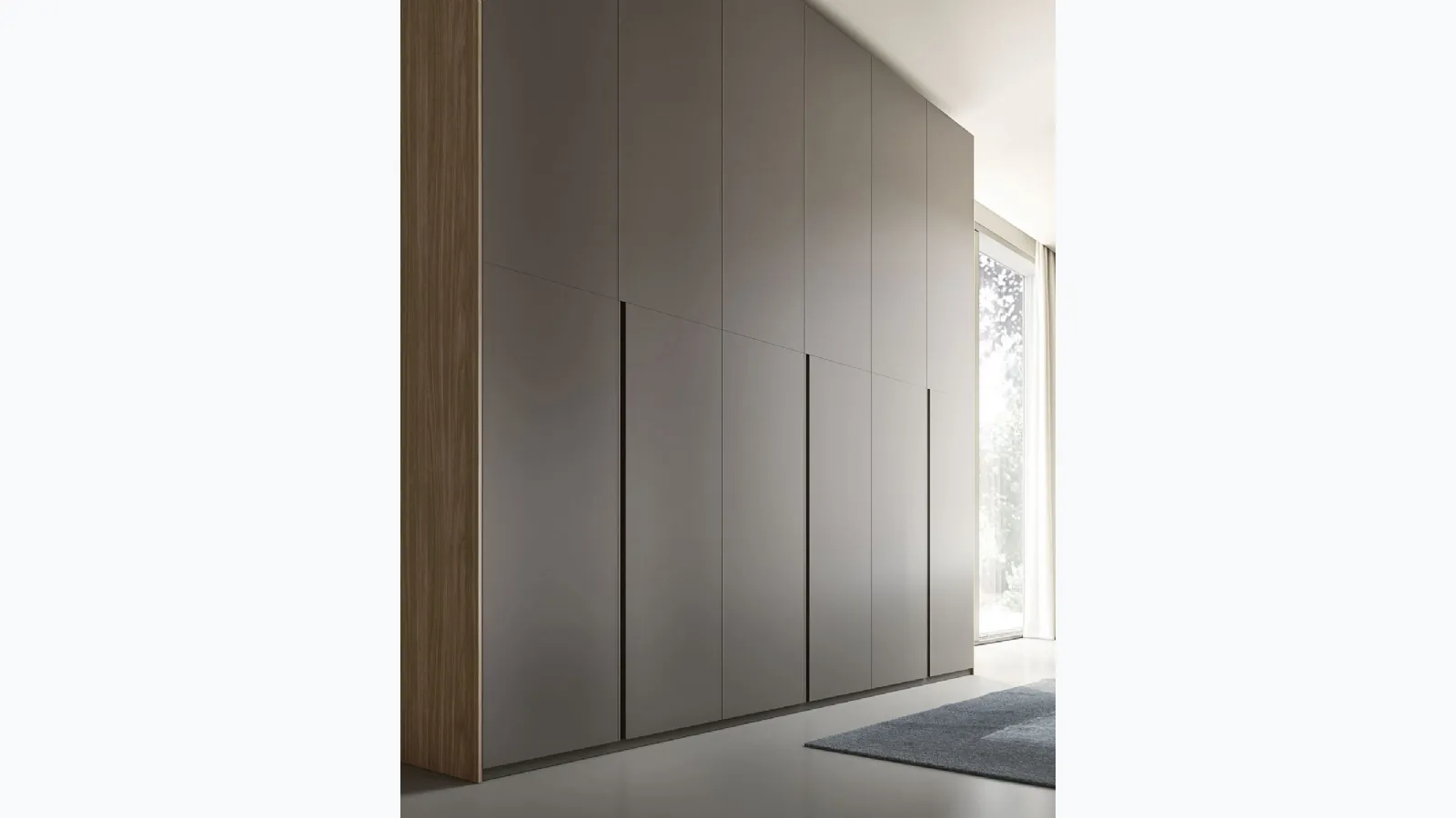 Wardrobe with swinging doors Quadro Mezzagola grey finish by S75