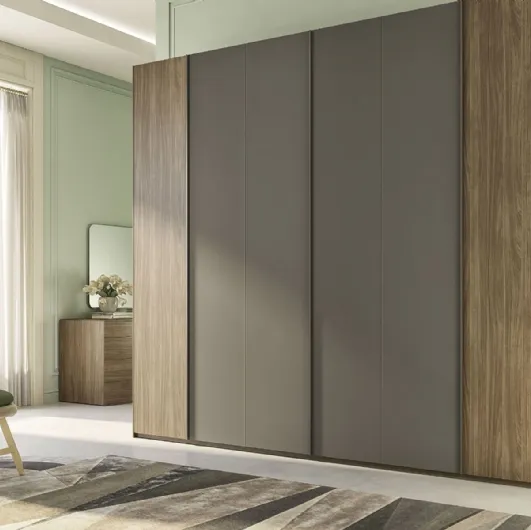 Wardrobe with swing doors Quadro Steel finish in walnut and grey by S75.