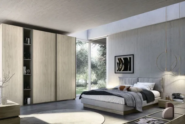 Wardrobe with 2 sliding doors and a side hinged module Quadro Steel Plan 90 by S75