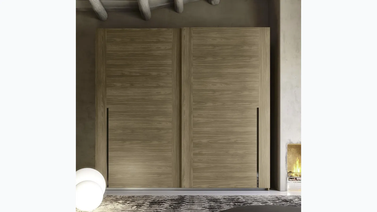 Wardrobe with sliding doors S40 Maxi in walnut finish S75