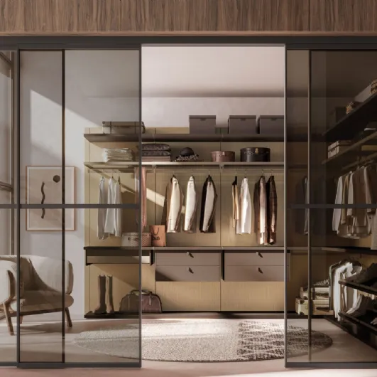 Walk-in closet Scenario 01 in terracotta and burnished metal by Orme.