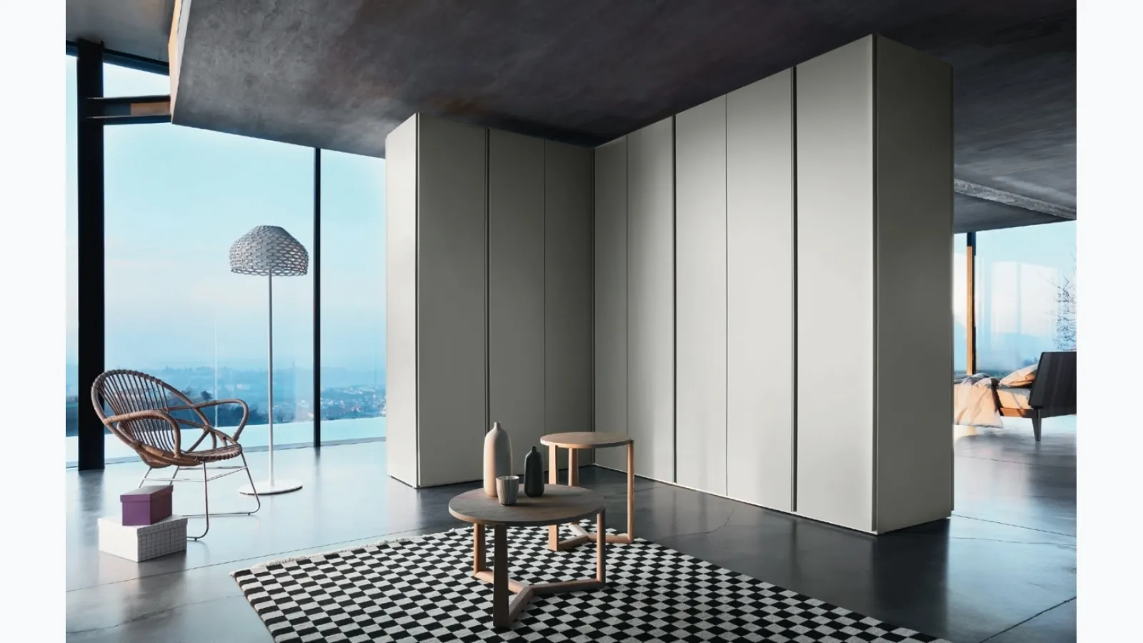 Sinua Matte Lacquered Two-sided Angled Wardrobe by Sangiacomo