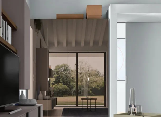 Wardrobe with hinged doors, Bronzed Glass Mirror by Orme.