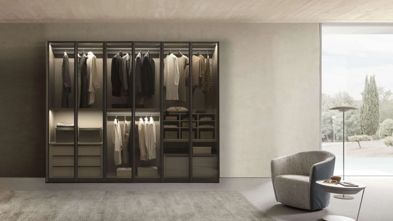 Wardrobe with swinging doors Frame Glass by Presotto