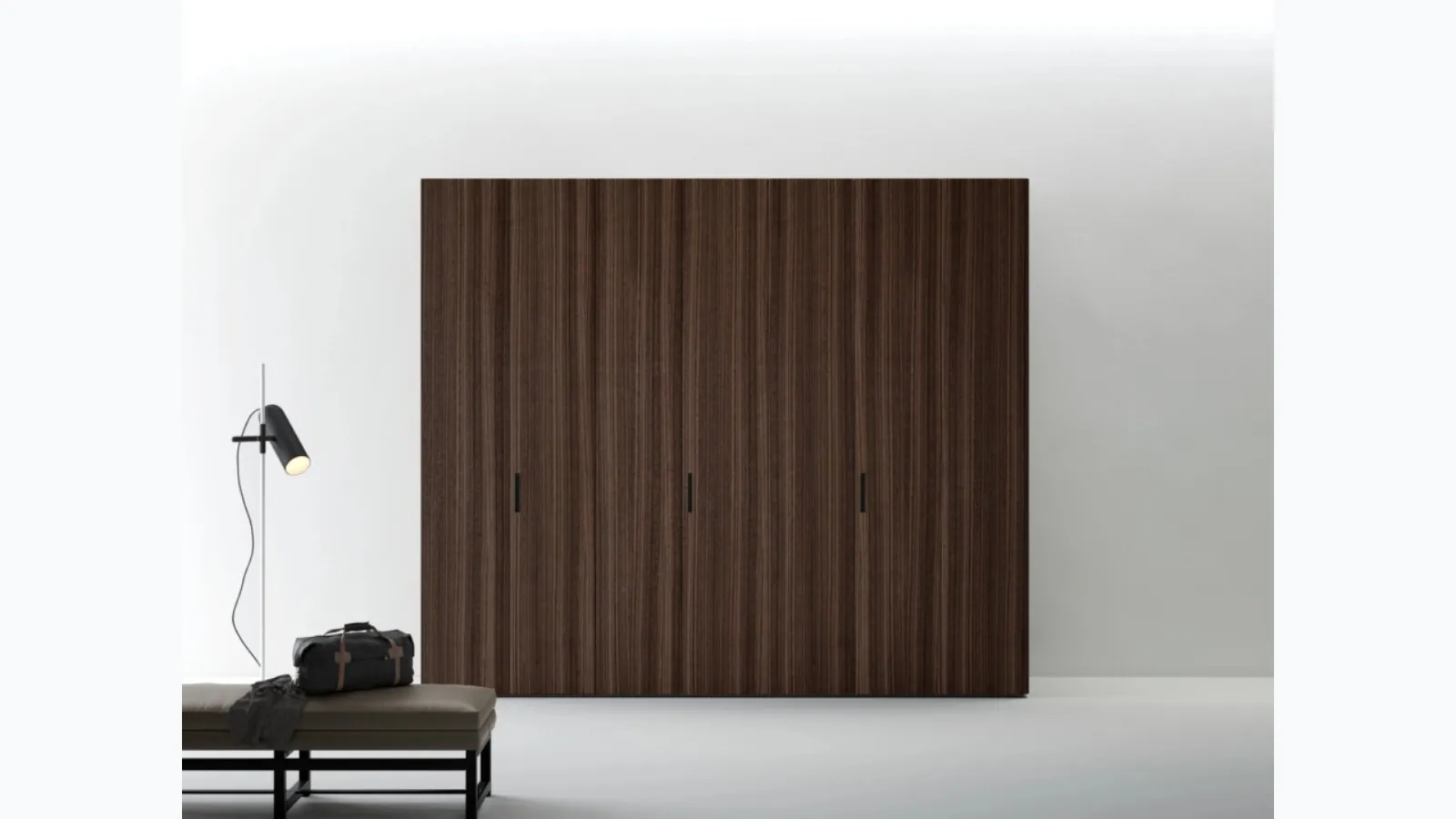 Freedhome Terminal wardrobe with hinged doors in eucalyptus by Caccaro.