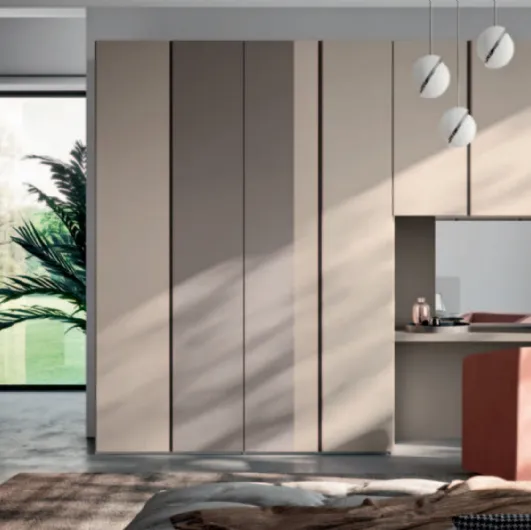 Terna hinged door wardrobe in Tortora and Platino melamine by Orme.