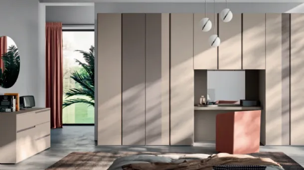 Terna hinged door wardrobe in Tortora and Platino melamine by Orme.