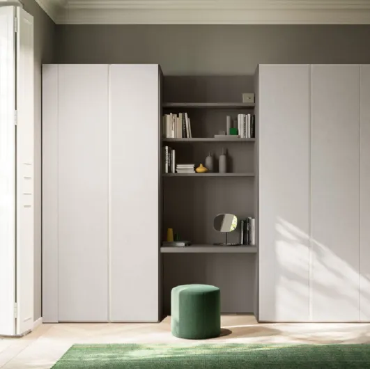 Wardrobe with swing doors and desk space Tratto 29 by Orme.