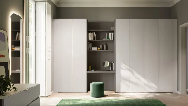 Wardrobe with swing doors and desk space Tratto 29 by Orme.