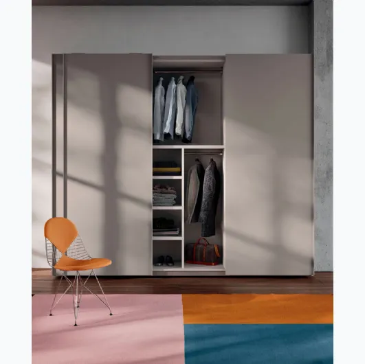 Trio sliding door wardrobe in Platinum melamine by Orme.