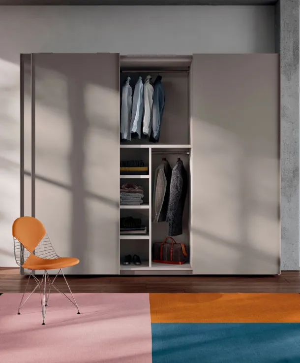 Trio sliding door wardrobe in Platinum melamine by Orme.
