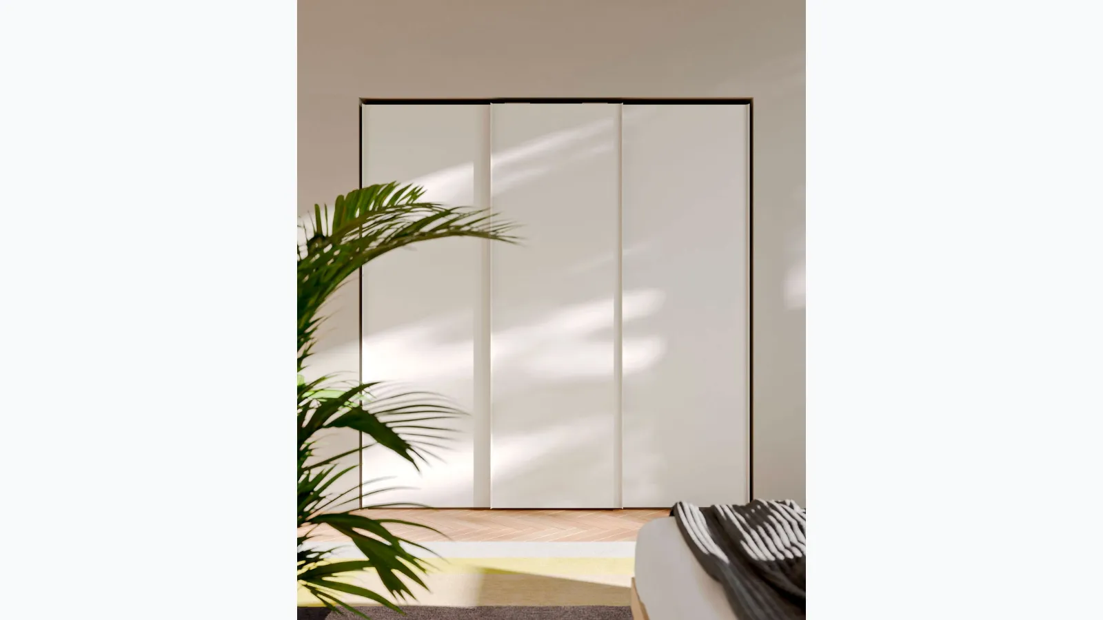 Sliding door wardrobe Trio in Seta melamine by Orme.