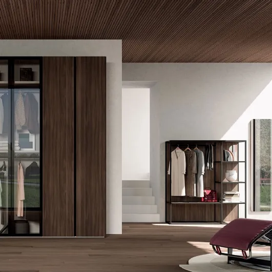 W23 02 hinged door wardrobe in melamine and glass by Clever.