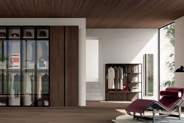 W23 02 hinged door wardrobe in melamine and glass by Clever.
