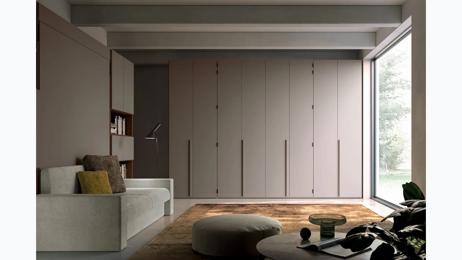 W23 07 Clever bookcase with hinged doors.