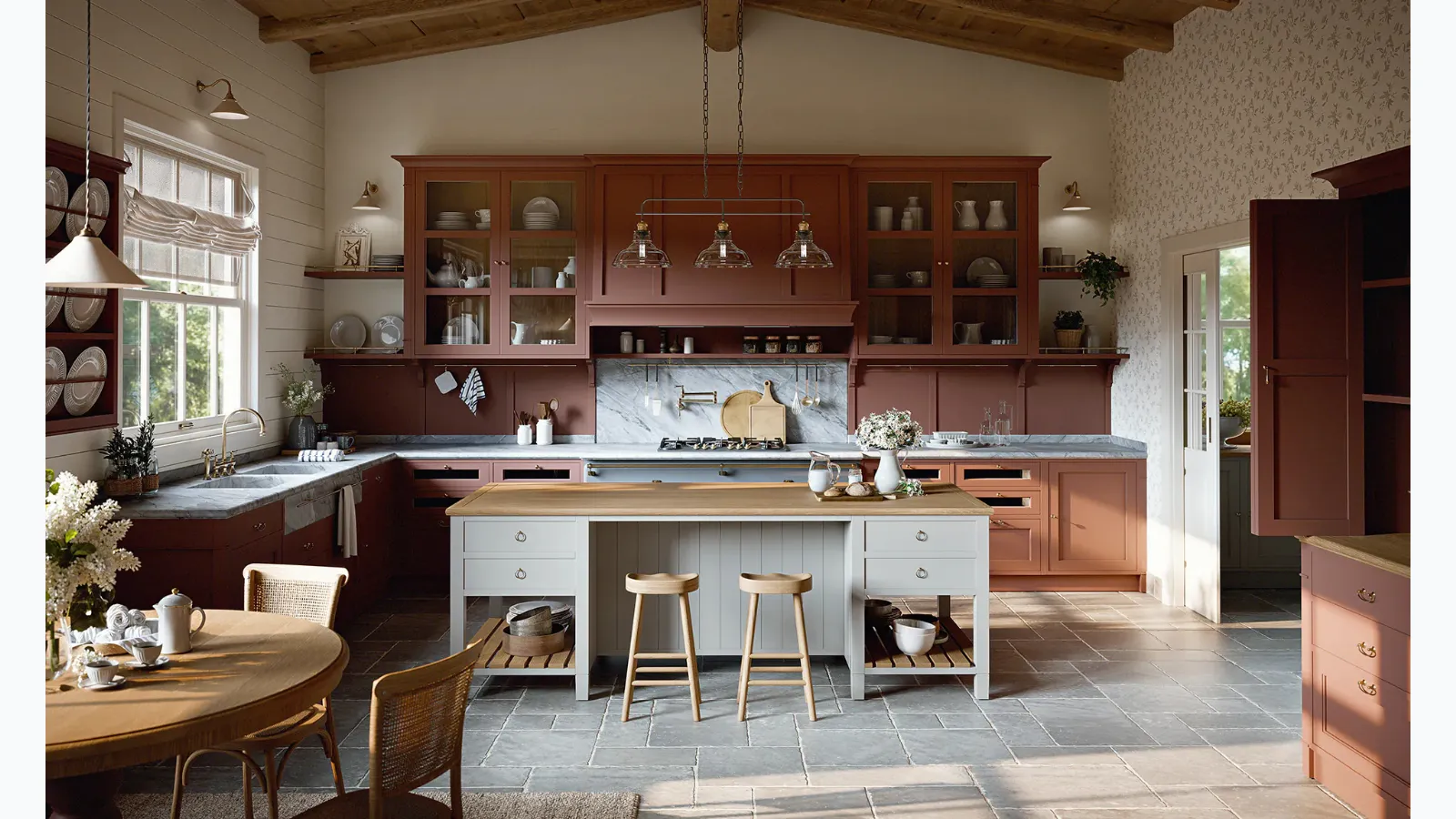 Corner Classic kitchen Adalise in lacquered wood by Marchi.