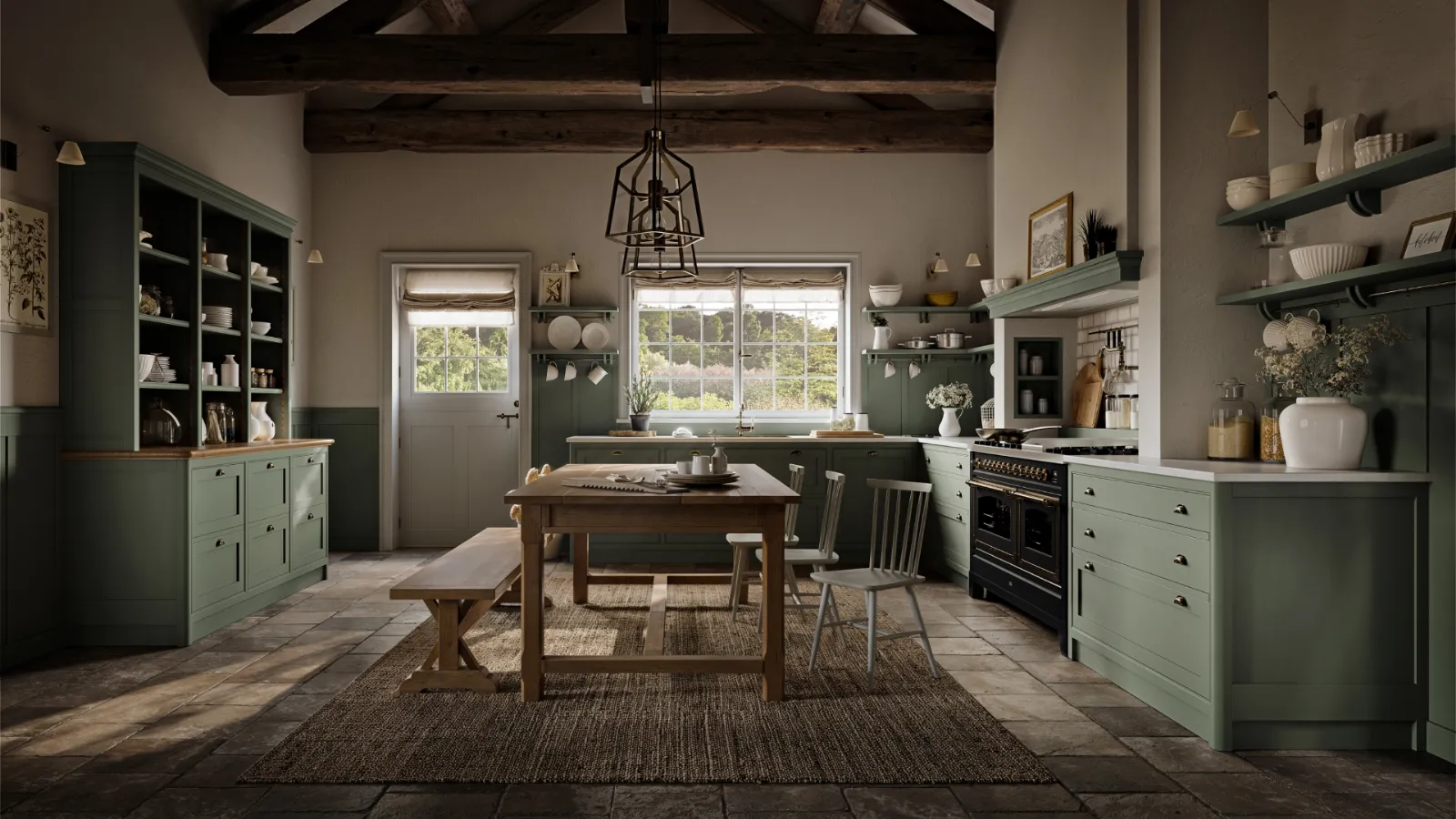 Classic corner kitchen Agatha in lacquered wood by Marchi