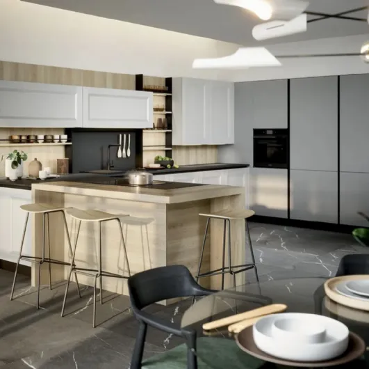 Classic Kitchen with Asia 01 peninsula by Forma Cucine
