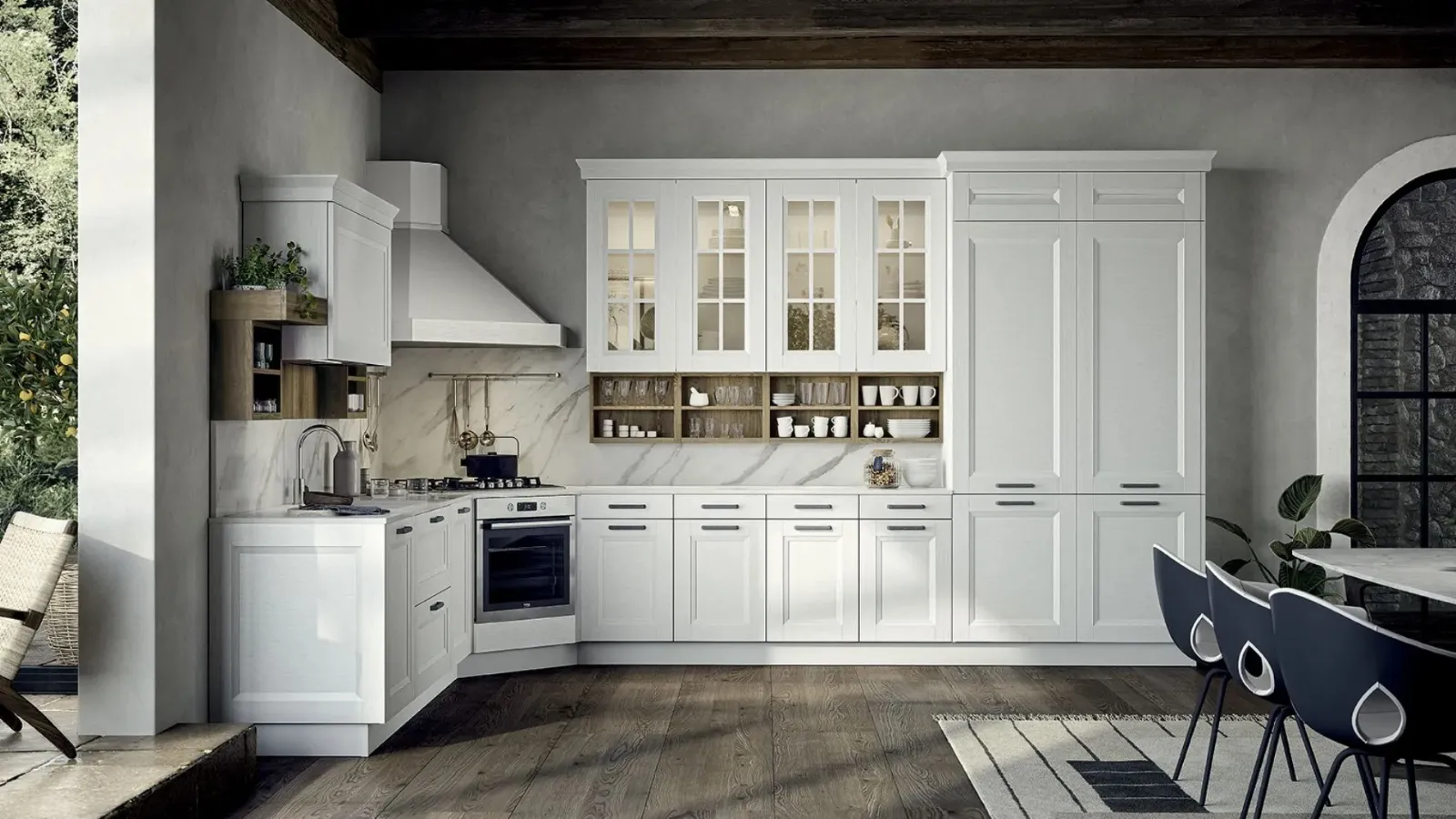 Classic corner kitchen Asia 02 by Forma Cucine.