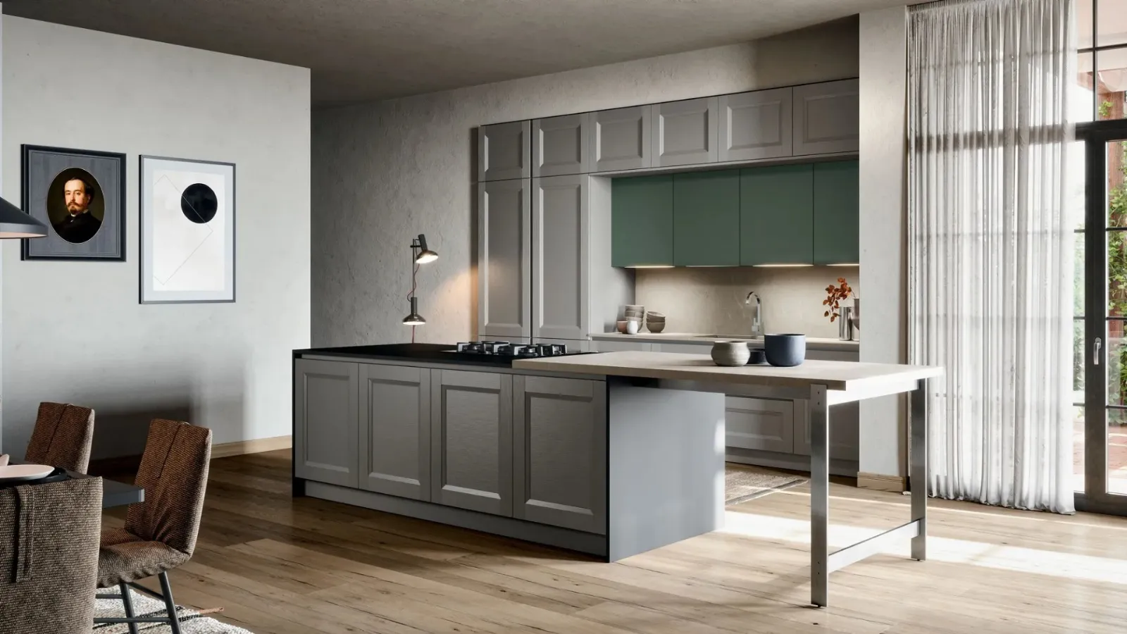 Classic kitchen with Asia 04 island by Forma Cucine.