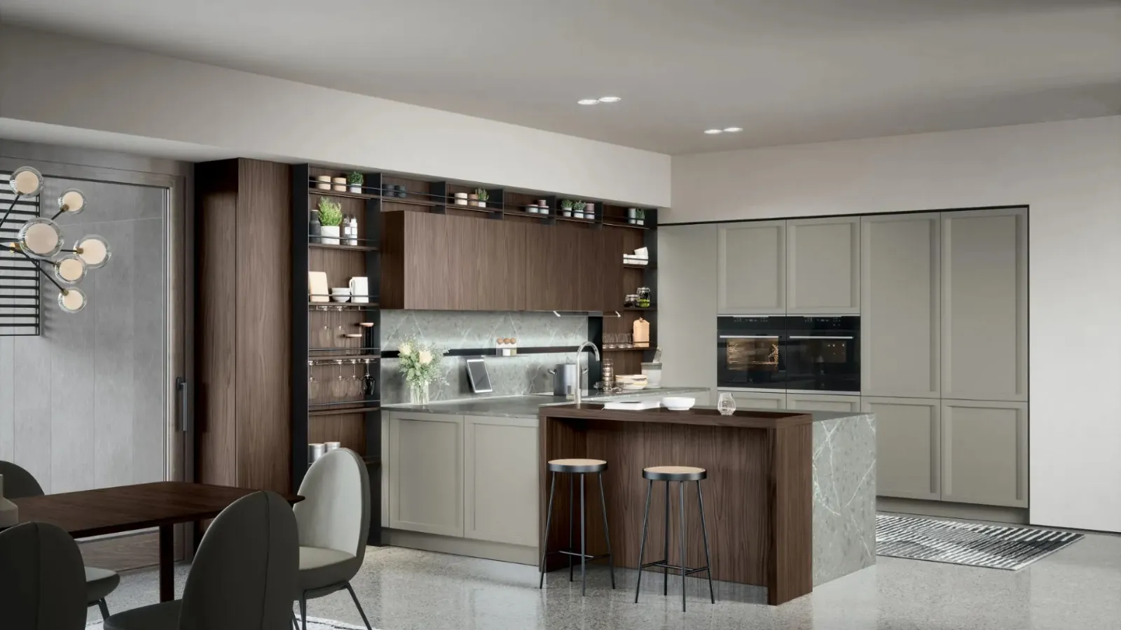 Classic kitchen with Bellaria 03 peninsula by Forma Cucine.