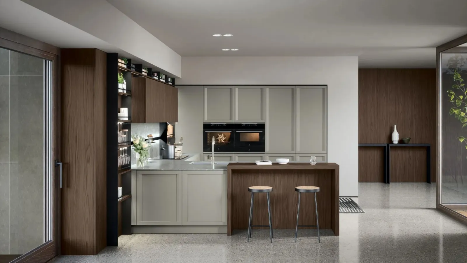 Classic kitchen with peninsula Bellaria 03 by Forma Cucine