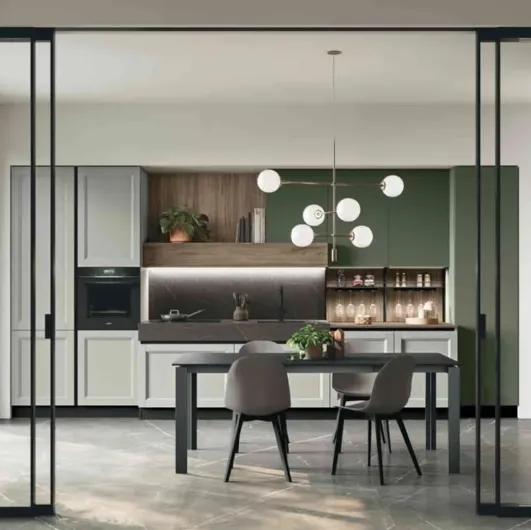 Linear classic kitchen in lacquered ash Beverly 03 by Stosa.