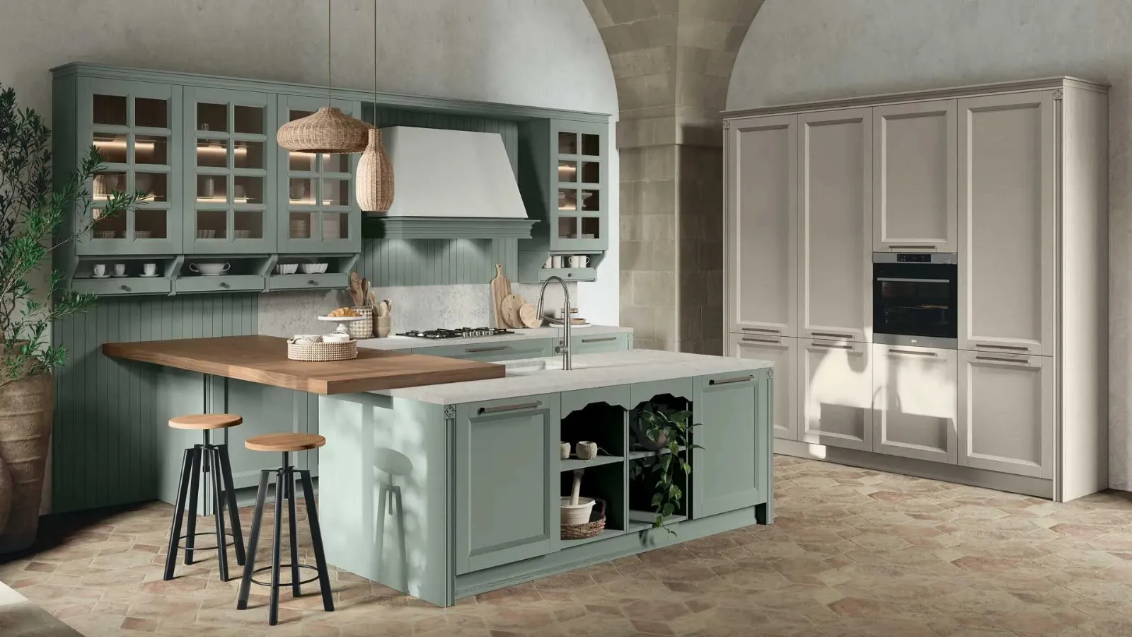 Classic kitchen in lacquered ash Beverly 04 by Stosa