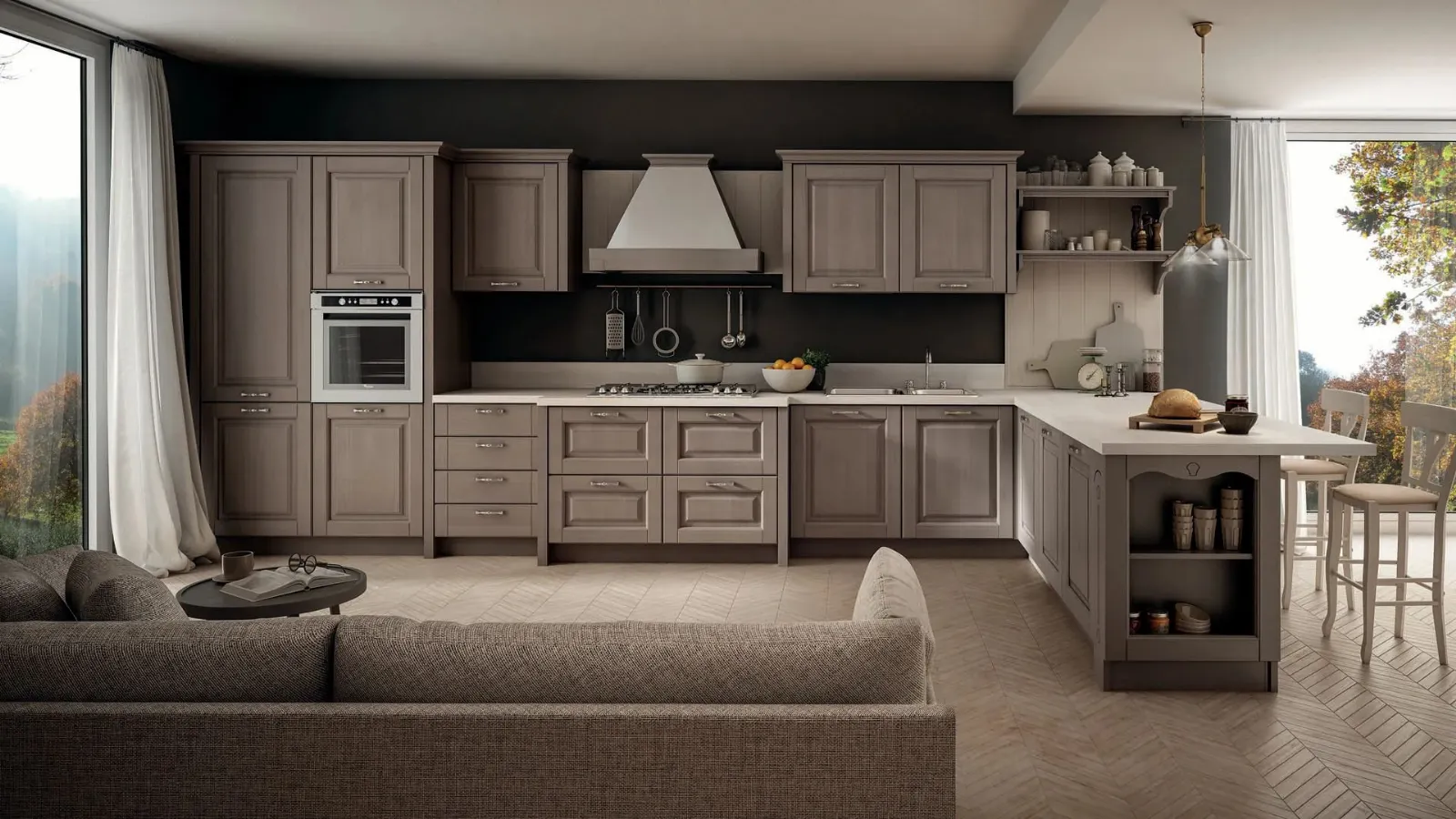 Classic Oak Kitchen with Bolgheri 03 Peninsula by Stosa