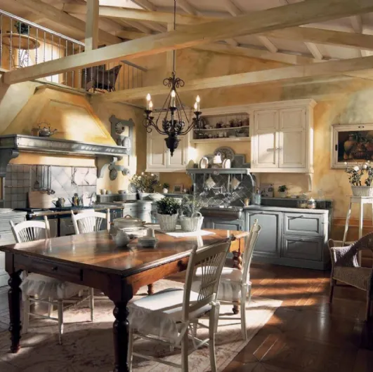 Classic angular Dhialma kitchen in lacquered wood by Marchi