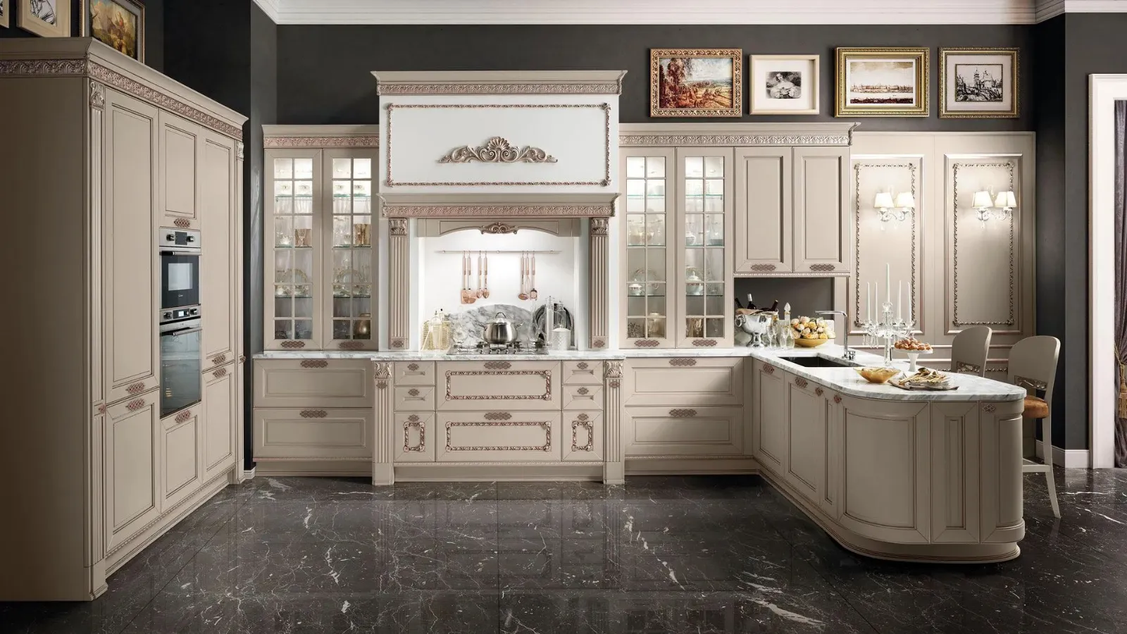 Classic Kitchen with Dolcevita 10 peninsula by Stosa.