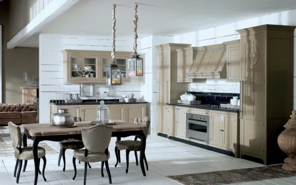 Classic Islamorada corner kitchen in lacquered wood by Marchi.