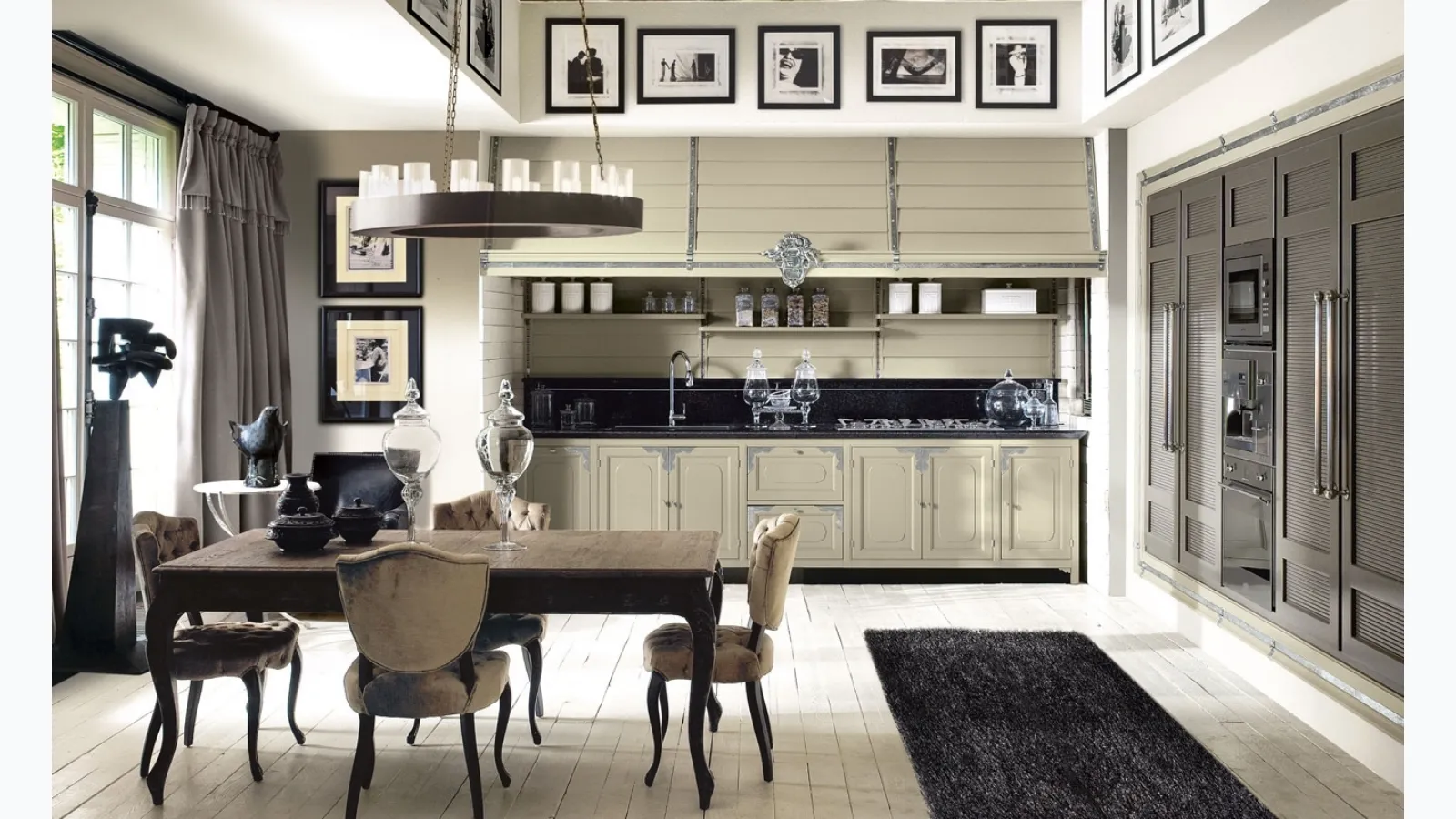 Classic corner kitchen Islamic wood lacquered by Marchi.