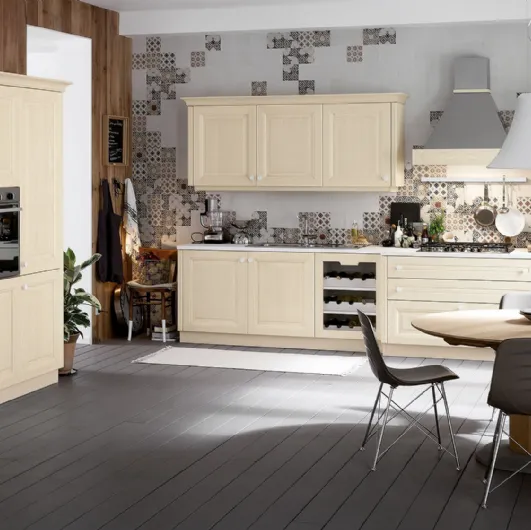 Classic 03 Pavese corner kitchen in lacquered ash by Veneta Cucine.