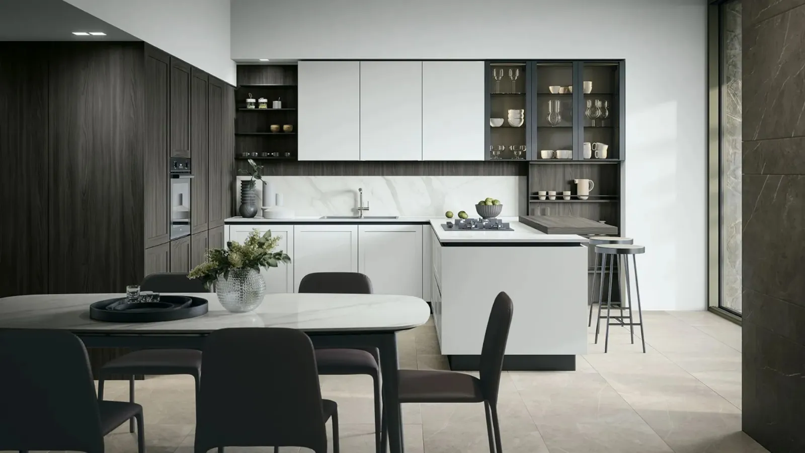Classic kitchen with peninsula River 01 by Forma Cucine