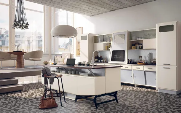 Classic kitchen with a Saint Louis lacquered wood island by Marchi