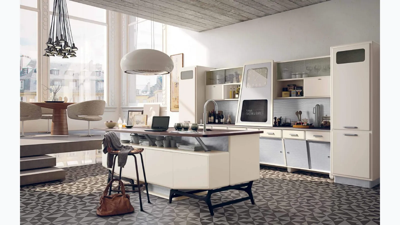 Classic kitchen with a Saint Louis lacquered wood island by Marchi