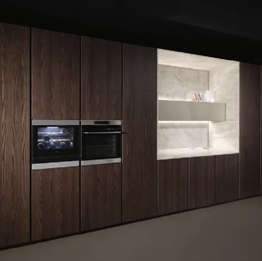 Linear wooden kitchen design Altea 02 by Maistri.