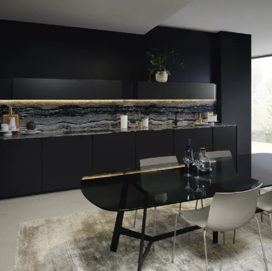 Linear kitchen design in matte lacquered Altea 04 by Maistri.