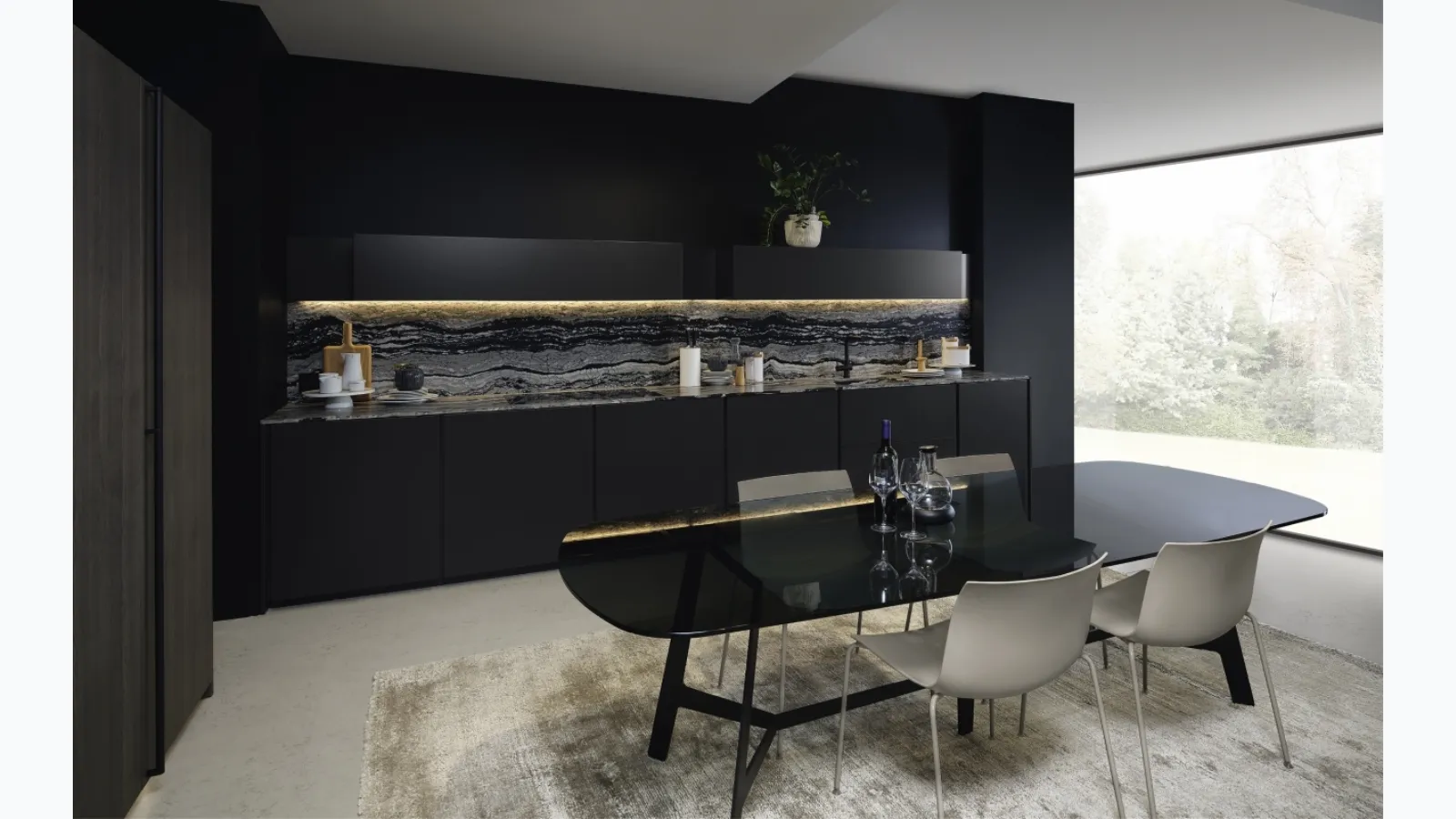Linear kitchen design in matte lacquered Altea 04 by Maistri.