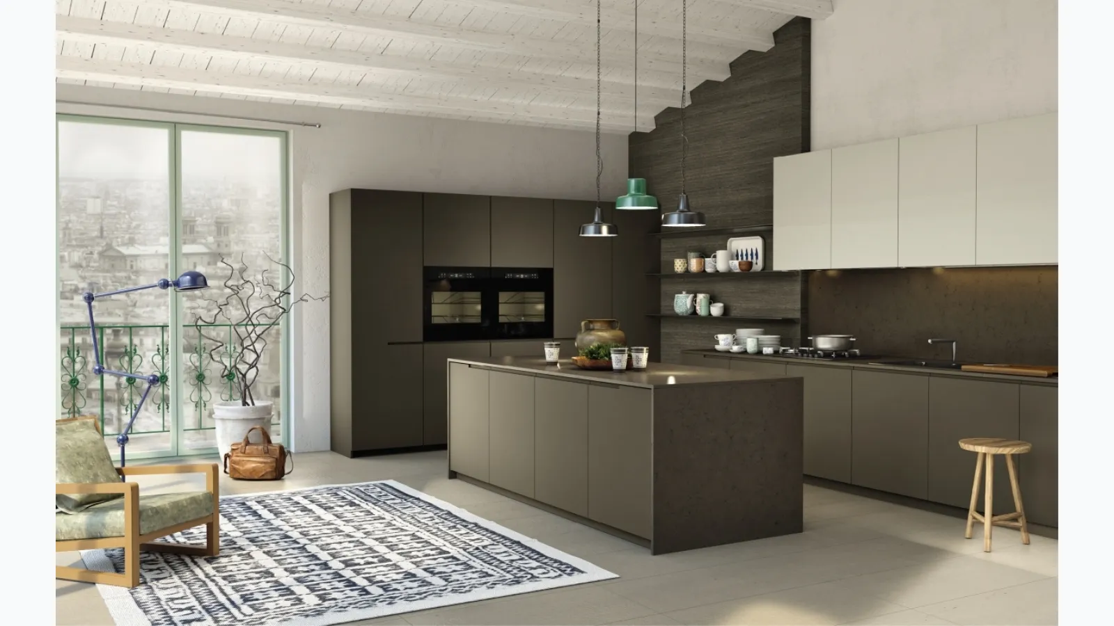 Kitchen Design with Arena island in Maistri lacquer