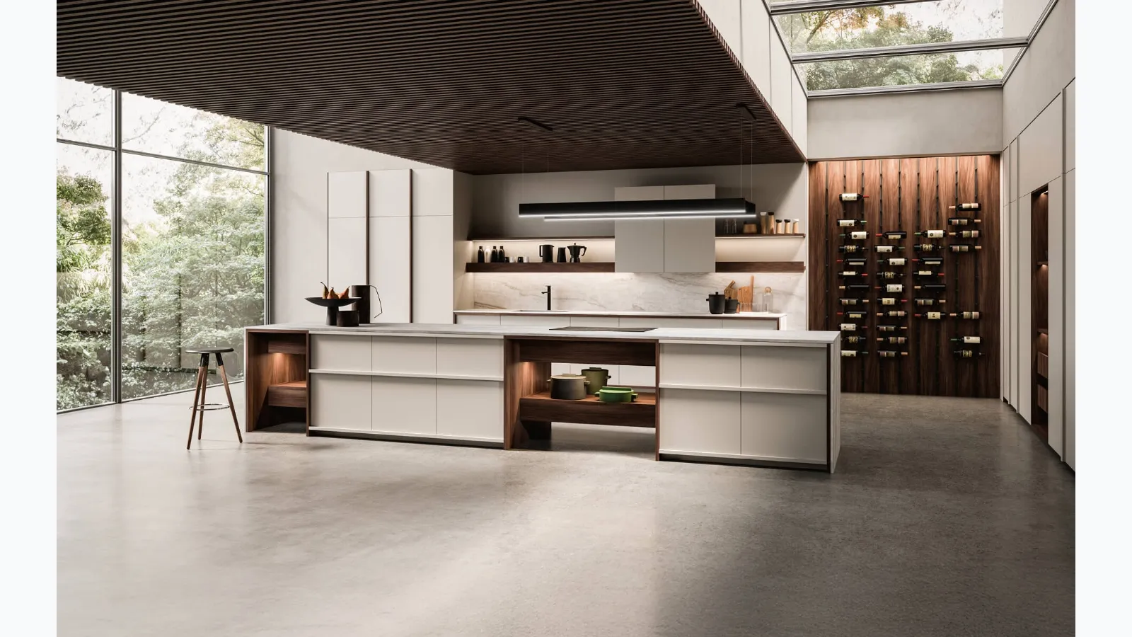 Design Kitchen with Arena Mass + K table island by Maistri