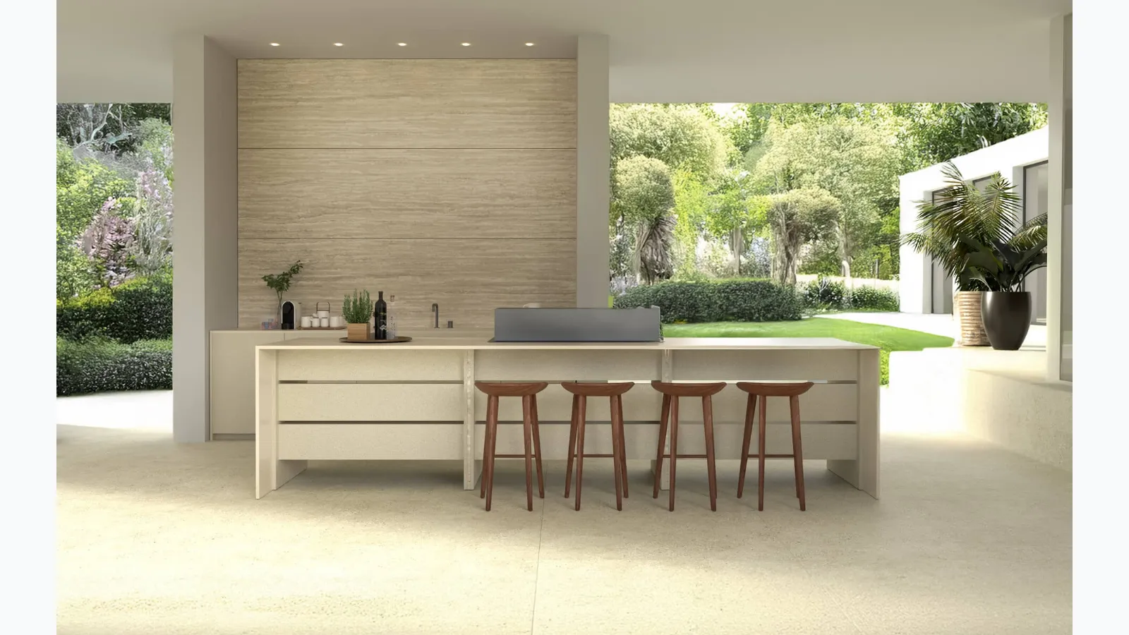 Design Kitchen with B table island + Outdoor Units by Maistri