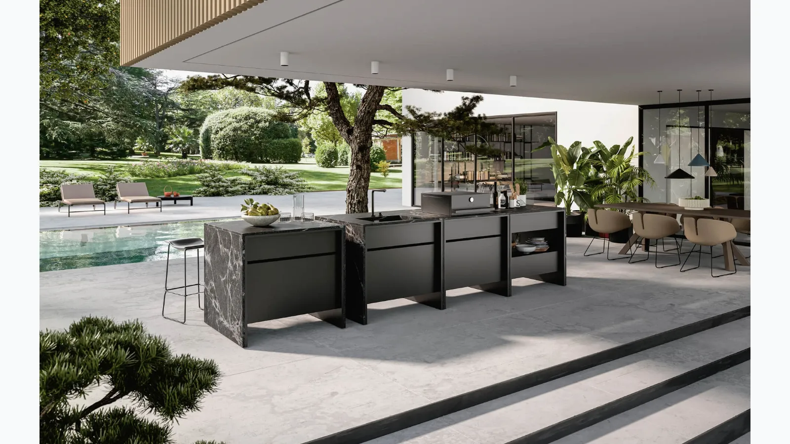 Outdoor Design Kitchen with Full Door B Table by Maistri