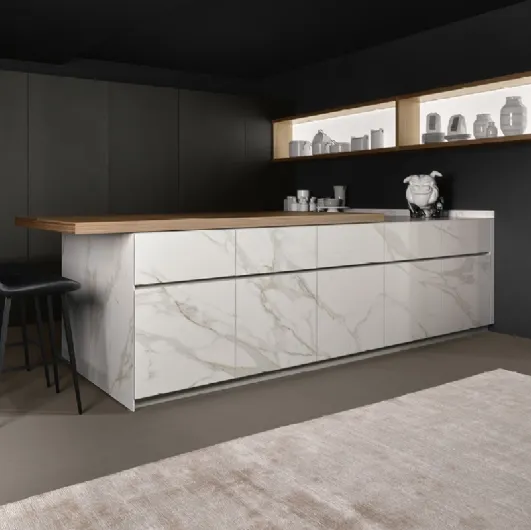 Design kitchen with Giza peninsula in cement and ceramic by Maistri